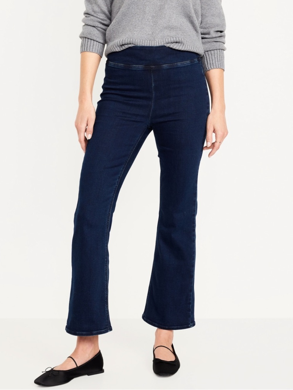 NWT Old Navy High Rise Flare Weekender Flare Blue Jeans Stretch Pull On - Picture 3 of 8
